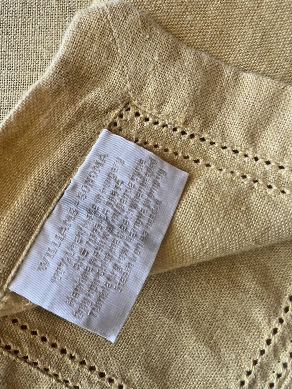 WILLIAMS SONOMA 100% LINEN Dinner Napkins Set 3 Cloth Yellow Gold Dining Hungary